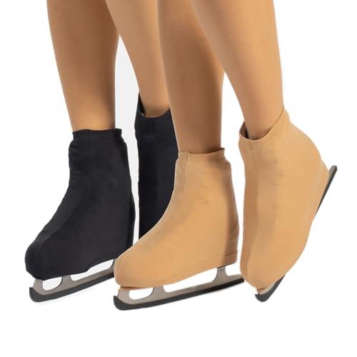 CALZITALY PACK 1/2 Copripattino Pattinaggio, Copri pattini Unisex, Pattinaggio Artistico, Skating, 70 DEN, Taglia Scarpa 28-42 | Made in Italy (28-32, Naturale+Nero)