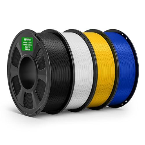 DEEPLEE PETG Pro Nero/Bianco/Giallo/Blu 4kg, Filamento per Stampanti 3D 1,75mm con Resistenza Migliorata e Tenacità agli Agenti Atmosferici, Compatibile con la Maggior Parte delle Stampanti 3D FDM.