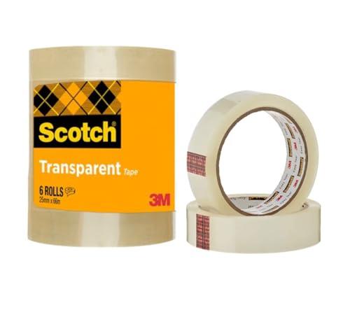 Scotch Nastro Adesivo Trasparente - 6 Rotoli (25 mm x 66 m) - Nastro Multiuso, Forte e Duraturo per Casa, Ufficio e Scuola
