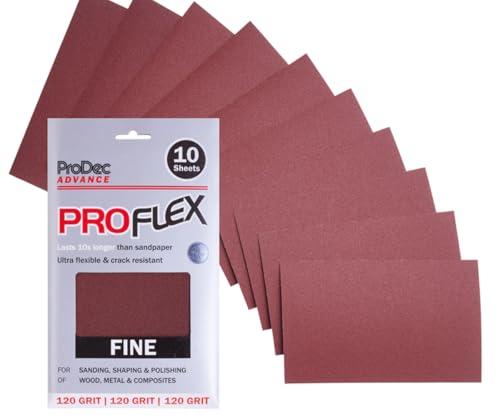 ProDec Advance Proflex, 10 fogli di carta abrasiva in ossido di alluminio ultra flessibile, grana 120, per levigare legno, vernice, gesso, stucco, metallo e altro, 230 x 140 mm