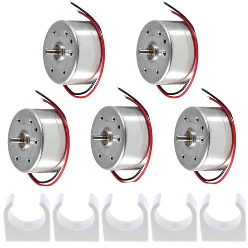 RUNCCI-YUN 5 Set kit motori dc Mini,1.5V-3V-4.5V-6V-9V con Supporto Motore in plastica 6500 RPM Per Esperimento DIY Fisica Educativa Fai Da Te