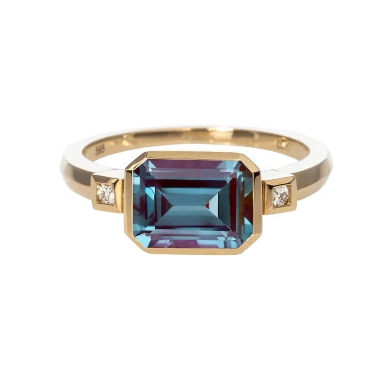 Anello in alessandrite che cambia colore, anello in argento sterling 925 per donna, regalo di compleanno per lei, pietra portafortuna di giugno, anello in alessandrite (argento), misura 6