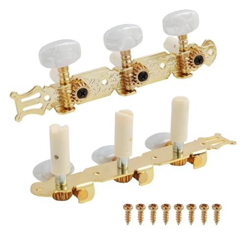 2 Pezzi Meccaniche Chitarra Classica, 3L+3R Chiave per Chitarra Piroli Accordatura, Sintonizzatori per Chitarra Acustica e Elettrica, Meccaniche in Metallo di Alta Qualità per Chitarra
