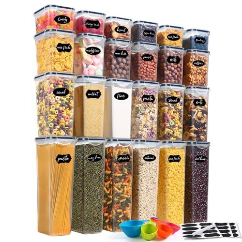YASHE 24 Pezzi Contenitori Ermetici per Alimenti, Contenitori per Alimenti Plastica, Senza BPA, con Coperchio, Contenitori Cucina di Cereali, Muesli, Farina