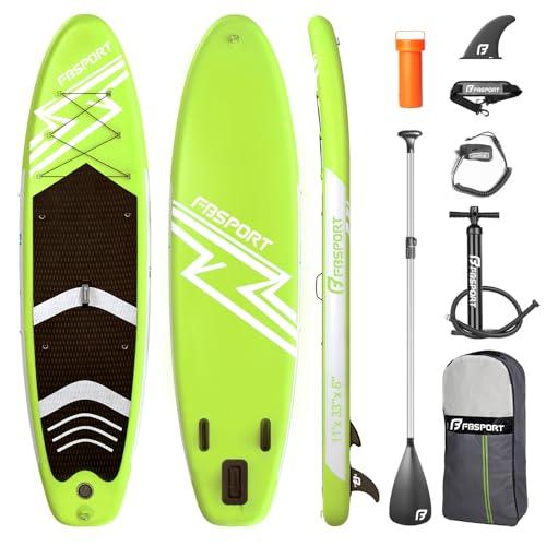 FBSPORT Tavola da SUP Gonfiabile SUP, Stand Up Paddling Board, Stand Up Paddle Board Gonfiabile per Stand Up Paddling 15CM Spessore, Surf con Alluminio Regolabile SUP Paddle + Pompa(FruitGreen)
