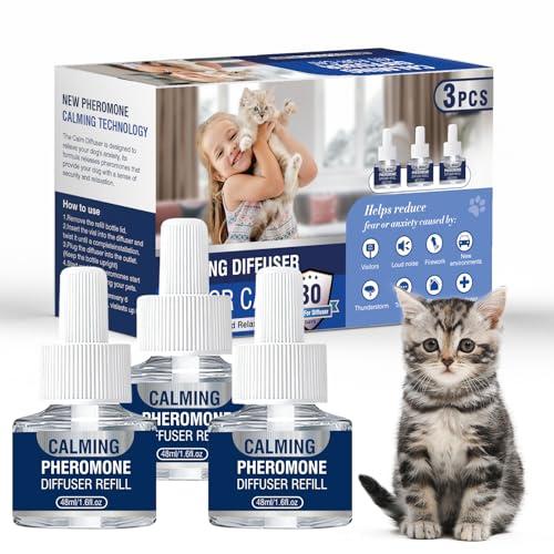 Piuess Feromoni Gatto per Gatti Diffusore Tranquillante di Calmante Antistress Repellente per Gatti Irrequieti Feromoni Felini Feromoni Rilassanti E Tranquillanti Rilassanti 3X Ricariche da 48 Ml（M）