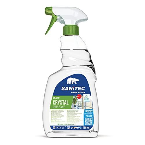 SANITEC igiene sicura Vetri Green Power - Detergente Spray Ecologico Multiuso per Vetri, Cristalli e Specchi - 750 ml