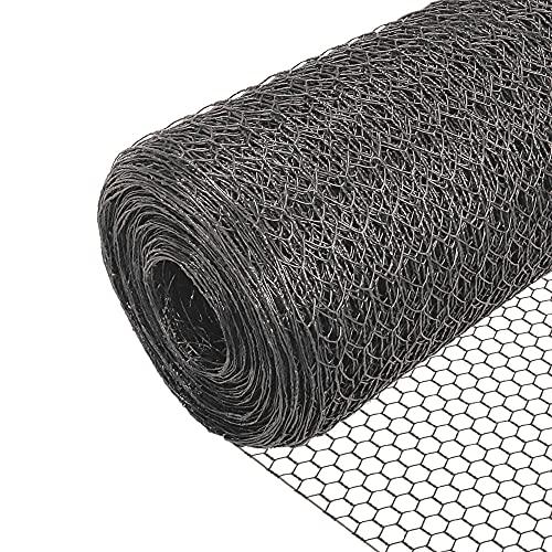 VOUNOT Rete Metallica, Reti Recinzione per Pollame, Animali e Piante (Maglia Esagonale 13mm - 100cm (H) x 25m (L), Grigio)