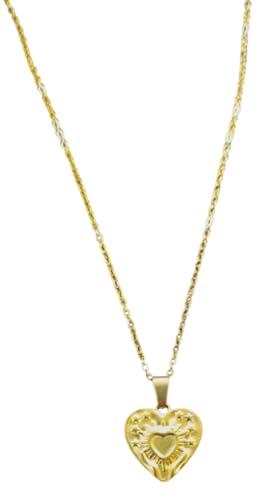 Collana Con Cuore Sacro Incisa In Acciaio Inossidabile, Idea Originale per Regalo Natale Festa Della Mamma,Fatto a Mano, Gioielli Donna