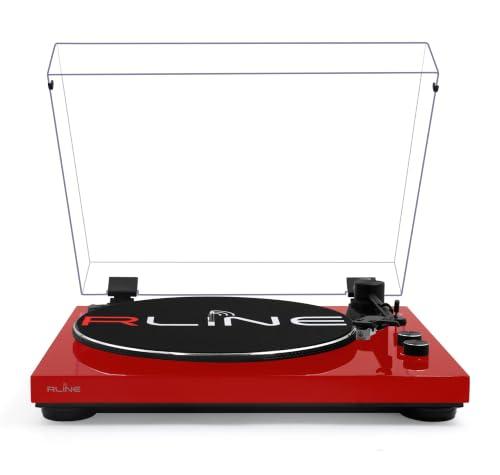 RLINE - Giradischi Vinili Bluetooth Rosso Lucido, Lettore Vinili 33 e 45 Giri, Piatto 12