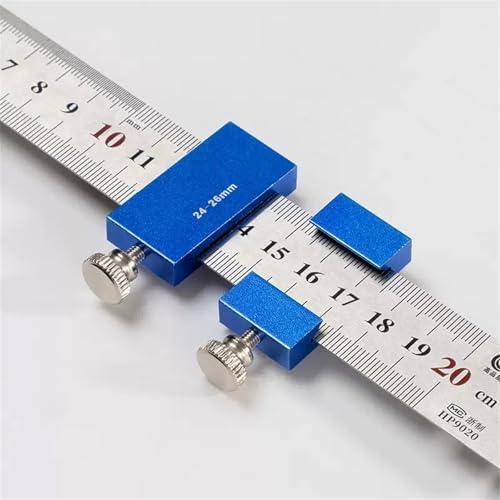 Righello da falegname, in lega di alluminio, colore blu, 1 pezzo, con righello in acciaio di precisione e calibro per marcatura, con clip per la lavorazione del legno e misurino