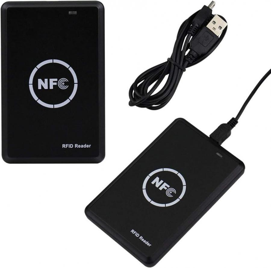 Lettore RFID NFC, Lettore Intelligente Portatile 125 khz 13,56 khz, Copiatrice, ICID Dual Band Uso, LED Light Prompt e Interfaccia USB Full Speed Contiene 5 Schede a Doppia Frequenza IC+ID