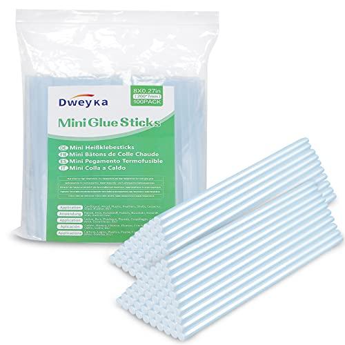 Dweyka 100 Stick Colla a Caldo Ø 7 mm x 200 mm, Colla a Caldo per Pistola Colla a Caldo, Trasparente, Ad Asciugatura Rapida(7mm x 200mm Pack 100)
