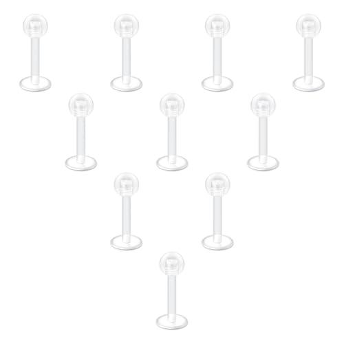 LAURITAMI 10 pezzi Chiari Lip Piercing Studs 16G plastica Lip Piercing Plug Retainer pratico invisibile per ragazze donne uomini