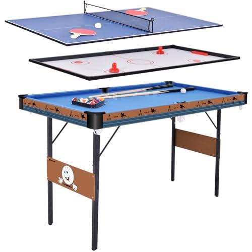 OYE Tavolo da gioco combinato 3 in 1 da 140 cm, pieghevole, in legno ingegnerizzato, biliardo, hockey, ping pong