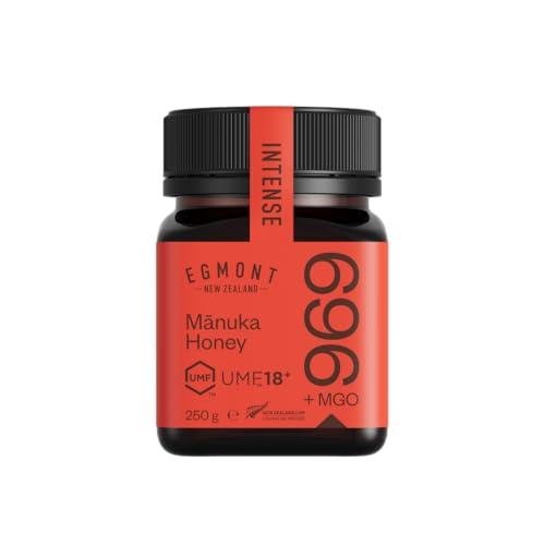 Egmont Honey Miele di Manuka 696+ MGO 18+ UMF 250g | testato in laboratorio e certificato per il contenuto di MGO e UMF | grezzo e naturale al 100% | prodotto e imbottigliato in Nuova Zelanda