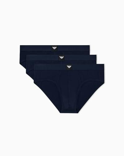 Emporio Armani Essential Logolabel 3-Pack Brief Mutande da Uomo, Blu, XXL