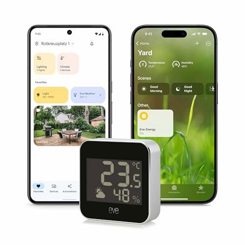 Eve Weather (Matter) – Stazione meteo intelligente per temperatura, umidità, tendenze meteo, resistenza all'acqua IPX4, accesso vocale tramite Google/Alexa/Siri, richiede un Thread Border Router