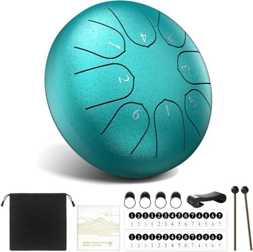 NOPWOK Tamburo per lingua in acciaio, 8 note, 6 pollici, chakra carro armato, strumento di guarigione della musica, istruzione prenatale, intrattenimento, meditazione, yoga, zen, regalo (turchese)