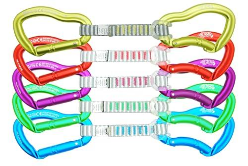Kong. Ergo Anniversary. Set di 5 Rinvii da Arrampicata. Moschettone per Falesia e Palestra. Rinvio con 2 Connettori Ergo con Keylock. Prodotto in Italia. Certificazioni: EN 12275. Peso 125 grammi