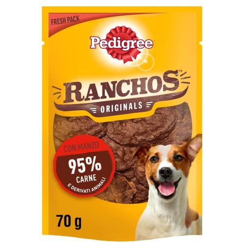Pedigree Ranchos Originals, Snack Cane con il 95% Manzo, 7 Confezioni da 70g ciascuna
