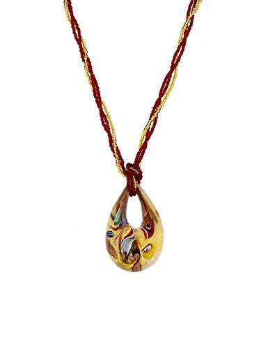 Venetiaurum - Collana multifilo per donna con pendente in vetro originale di Murano e argento 925 - Gioiello made in Italy certificato