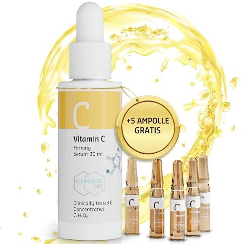 Siero Vitamina C - Aumenta la produzione di collagene del +57% - Siero Illuminante Viso - Effetto su Rughe, Macchie e Contorno Occhi - Elemental Care