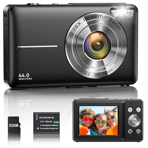 Fotocamera Digitale 1080P 44MP Macchina Fotografica Vlogging per Bambini Ragazzi, FHD Compatta Portatile con Schermo da 2,4