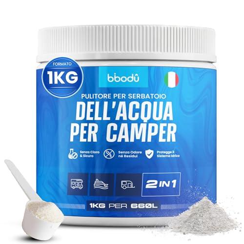 BIBODU Pulizia Serbatoio Acqua Camper 1 KG | Pulisce e Disincrosta con Ossigeno Attivo | Senza Odori – Rimuove Biofilm e Sporco | Perfetto per Camper, Roulotte e Barche