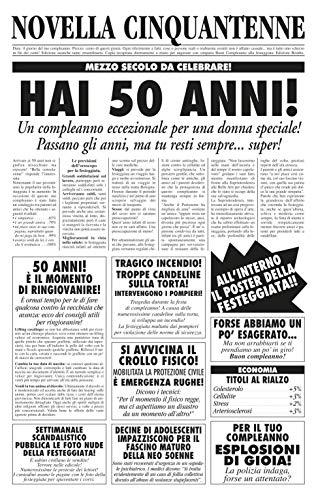 Bombo Biglietto auguri giornale compleanno 50 anni amica