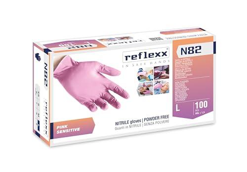 Reflexx N82, guanti in nitrile rosa, senza polvere, gr. 3,2 (L)