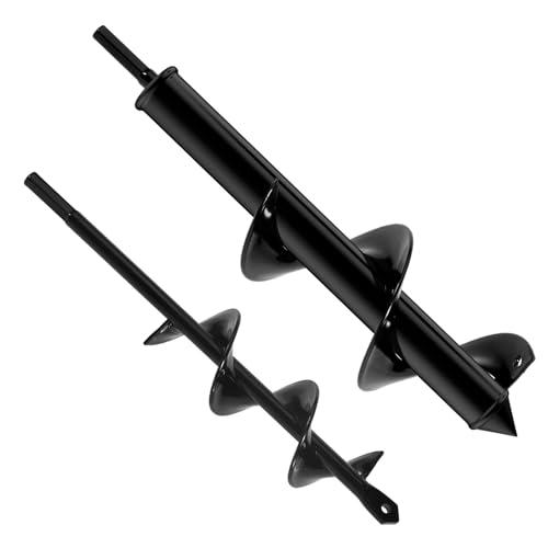 FERRGIA 2 Pezzi Trivella Elicoidale per Trapano da Giardino,Lega di acciaio,Trapano a Mano Attrezzo da Giardinaggio,Scava Buche Velocemente per Piante,Fiori,Alberi,Arbusti e Pali(8x30cm e 4x22cm)