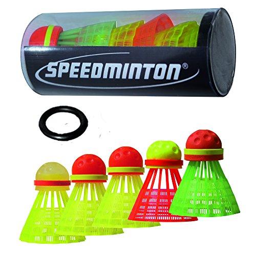 Speedminton Tube, Mix di 5 Tubi Speeder – incl. 5 Diversi Birdies per Speed ​​Badminton/Crossminton per Giochi all'aperto Unisex