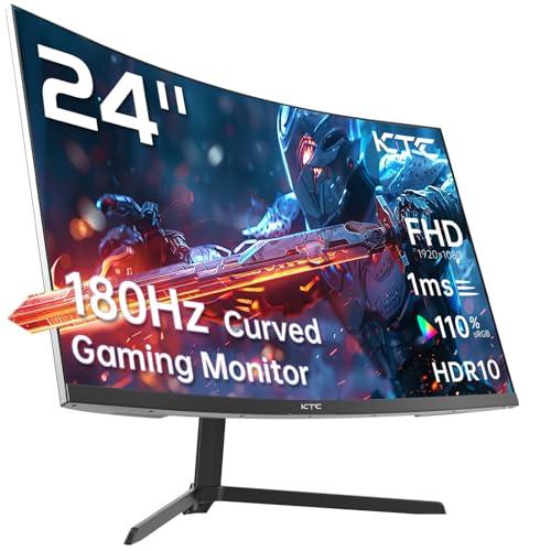 KTC Monitor Gaming Curvo 1500R 24 Pollici, FHD (1920x1080p) 1ms 180Hz / 144Hz / 120Hz Monitor PC Gaming, Adaptive-Sync, VA Panel, HDR, HDMI 2.0/DP 1.4, VESA per PC, laptop, PS5 e altro ancora