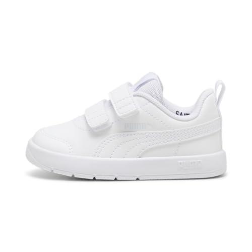 PUMA Unisex Kids COURTFLEX V3 V Inf Sneaker, PUMA White-PUMA White-Silver Mist, 24 EU