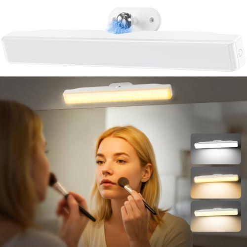 Draome Luce Specchio Bagno Led, 4000mAH Ricaricabile Lampada Specchio make up con Colore e Luminosità Regolabili, Girevole Staccabile 360° Touch Make Up Luci per Specchio da Trucco, Bagno