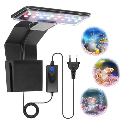 Adiwo Luce per Clip per Acquario, 3 Colori Luce Acquario LED, 9W Mini Lampada per Acquario a Led per 6 mm di Spessore Acquario, 16 LED per Illuminazione Acquario (Nero)