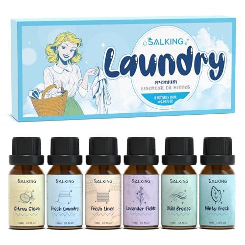 SALKING Oli Essenziali Lavanderia per Diffusori 6x10ml, Set di Olio Essenziale Puri per Aromaterapia e Massaggi- Agrumi Puliti, Bucato fresco, Biancheria fresca, Campi di lavanda, Brezza, Menta fresca