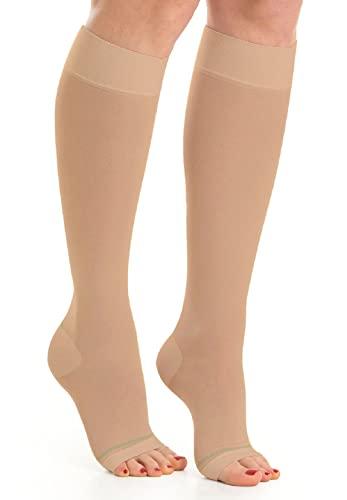 RelaxSan Antitrombo M0350A (1 Paio - Beige, XXL) gambaletti punta aperta antiembolismo per degenza K1 compressione graduata 18-23 mmHg