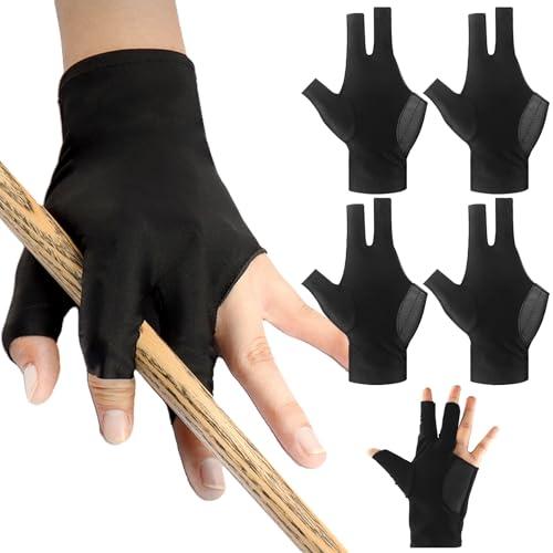 4 guanti da biliardo, 3 dita da biliardo, guanti professionali da biliardo, accessori da biliardo, accessori sportivi da biliardo (nero)