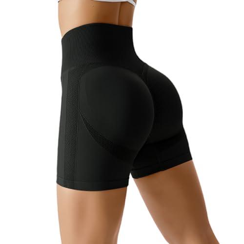 Lishang Pantaloncini Sportivi Donna Vita Alta Butt Booty Shorts Leggins Push Up Scrunch Pantaloni Palestra Controllo della Pancia Dimagranti Anticellulite Pantacollant Fitness Leggings Corti Yoga
