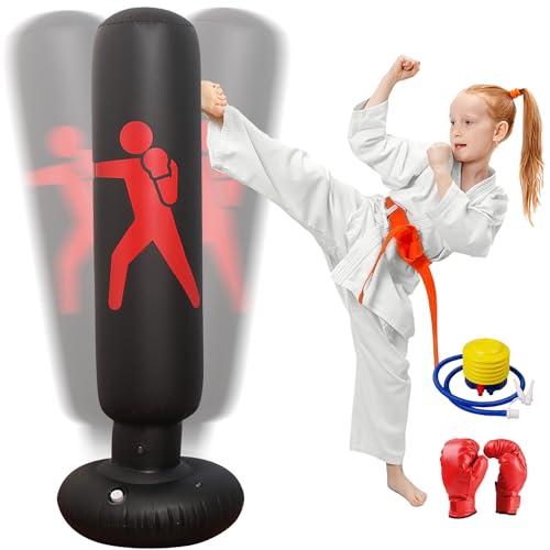 Oziral Sacco da Boxe per Bambini, Gonfiabile, 160 cm, Con Pompa Ad aria e Guanti da Boxe, per Kickboxing, Attrezzatura da Allenamento, Regalo