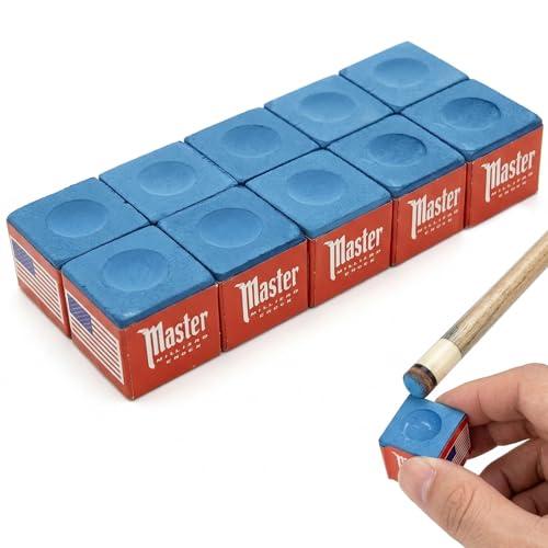 10 Pezzi Gessetti Biliardo Blu, Gesso Professionale per Stecca da Biliardo, Accessori Biliardo per Maggiore Attrito e Precisione, Ideale per Pool, Snooker e Carambola