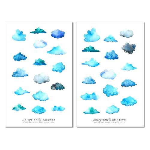 Set di adesivi sulle nuvole - Adesivo per diario, adesivo per planner, tempo, nuvole, pioggia, natura, cielo, accessori per nuvole