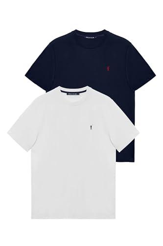 Polo Club Confezione da 2 Magliette Azzurro e Bianco - T-Shirt Uomo Manica Corta 100% Cotone - Pacco da 2 Maglietta for Men