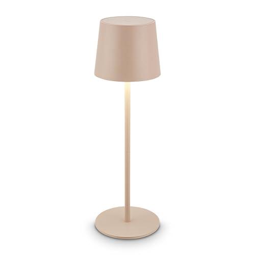 BRILONER - Lampada da tavolo LED senza fili IP44 con touch, dimmerabile, batteria ricaricabile, USBC, lampada da scrivania senza fili, lampada da comodino ricaricabile, 11x33cm, beige