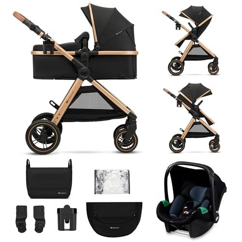 Kinderkraft ESME Trio passeggino neonati 3 in 1 fino 26 kg, con Ovetto I-SIZE 40-75 cm, Carrozzina reversibile fronte mamma e strada, Pieghevole, Nero