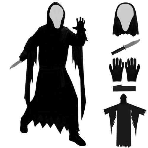 XILEPINGAN Ghostface Costume di Halloween, Halloween Ghostface Costume, con Maschera e Coltello Giocattolo, Halloween Costume Film Spaventoso Costume, per Halloween Carnevale Festa