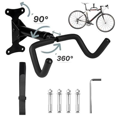Porta Bici da Muro - Appendi Bici da Muro - Supporto Bici da Muro, Portata di 30 kg, 360° Girevole ed Estraibile, Pieghevole a 90°, Protezione in Schiuma EVA Spessa 8 mm, Adatto per Bici da Corsa, MTB