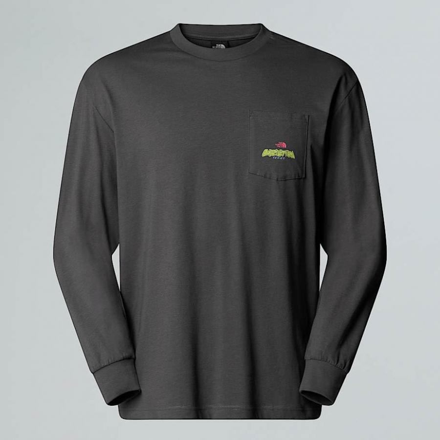 The North Face Expedition Celebration Oversized Maglietta a Maniche Lunghe da Uomo Anthracite Grey XXL